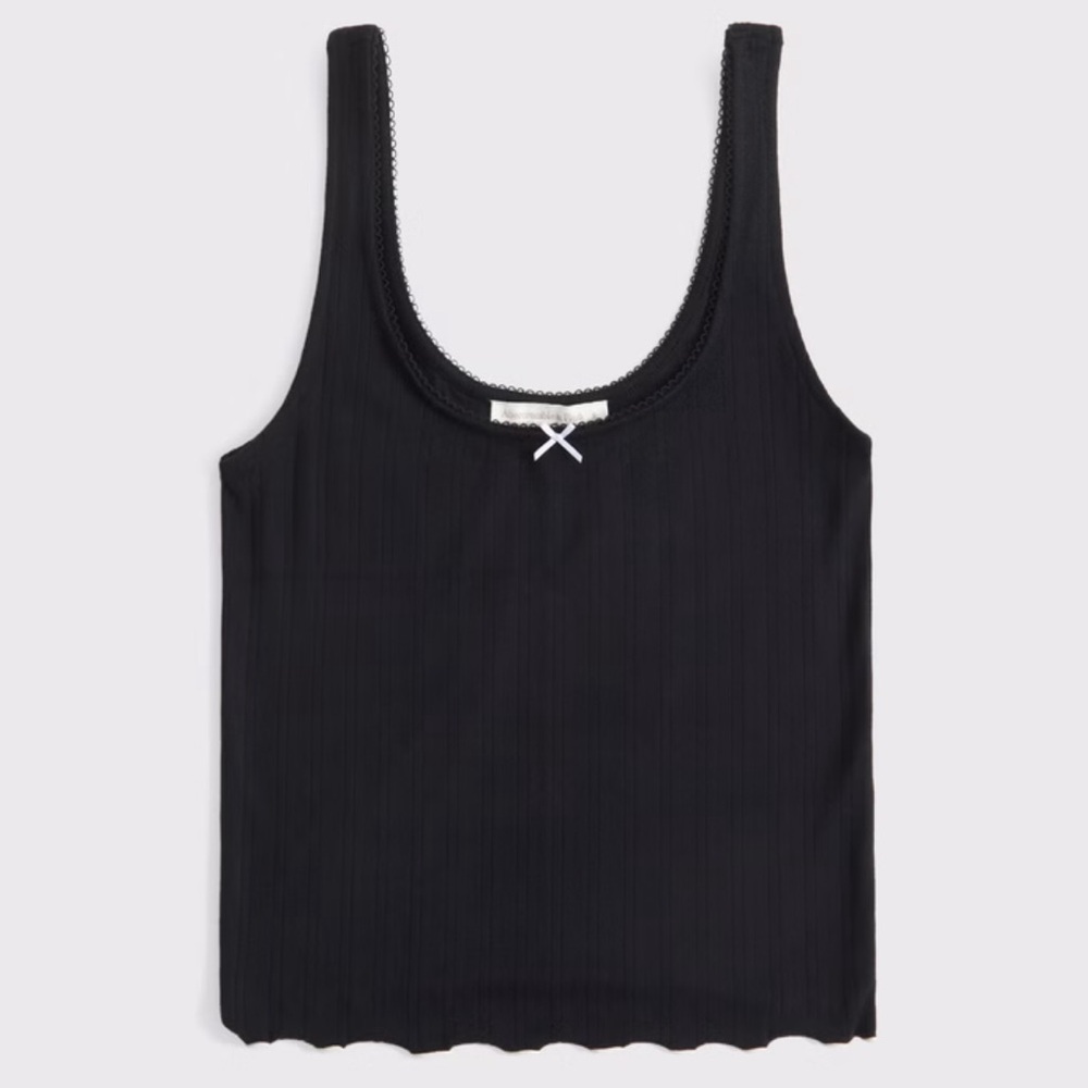 Abercrombie & Fitch Black Ribbed Pajama Tank Top - Size L